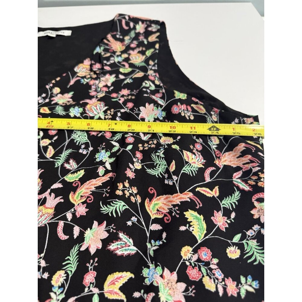 Rose Olive 3X Sleeveless Layered Top Tank Sz 3x Dark Floral V-Neck Black Sheer - Picture 7 of 9